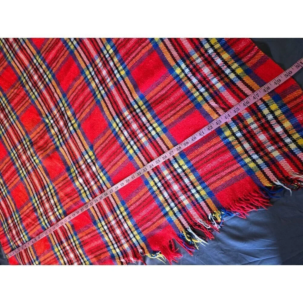 Vintage Red Tartan Plaid Highlander British Style Throw Blanket Couch Throw